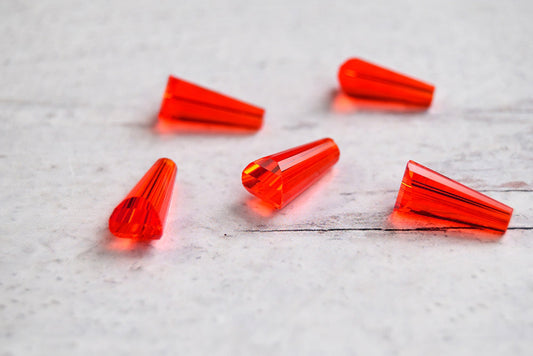 10x5mm Crystal Faceted Cone Beads 1 String - Red / 10mm / Cone
