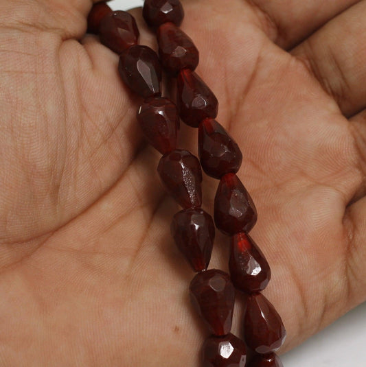 36+Pcs, 13x8mm Maroon Glass Faceted Crystal Drop Beads - Maroon / 13mm / Drop