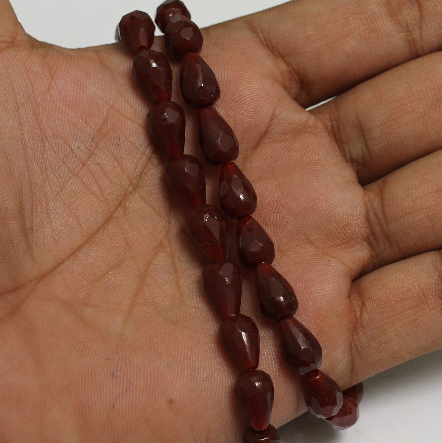 36+Pcs, 12x7mm Maroon Glass Faceted Crystal Drop Beads - Maroon / Drop / 12mm