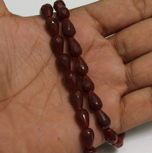 36+Pcs, 12x7mm Maroon Glass Faceted Crystal Drop Beads - Maroon / Drop / 12mm