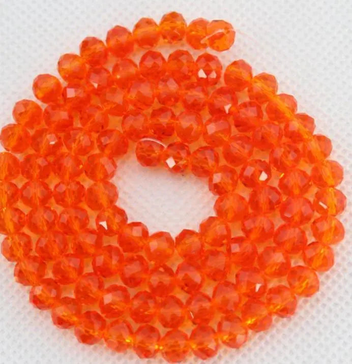 10mm Orange Crystal Round Faceted Beads 1 String - Orange / 10mm / Round