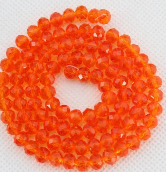 10mm Orange Crystal Round Faceted Beads 1 String - Orange / 10mm / Round