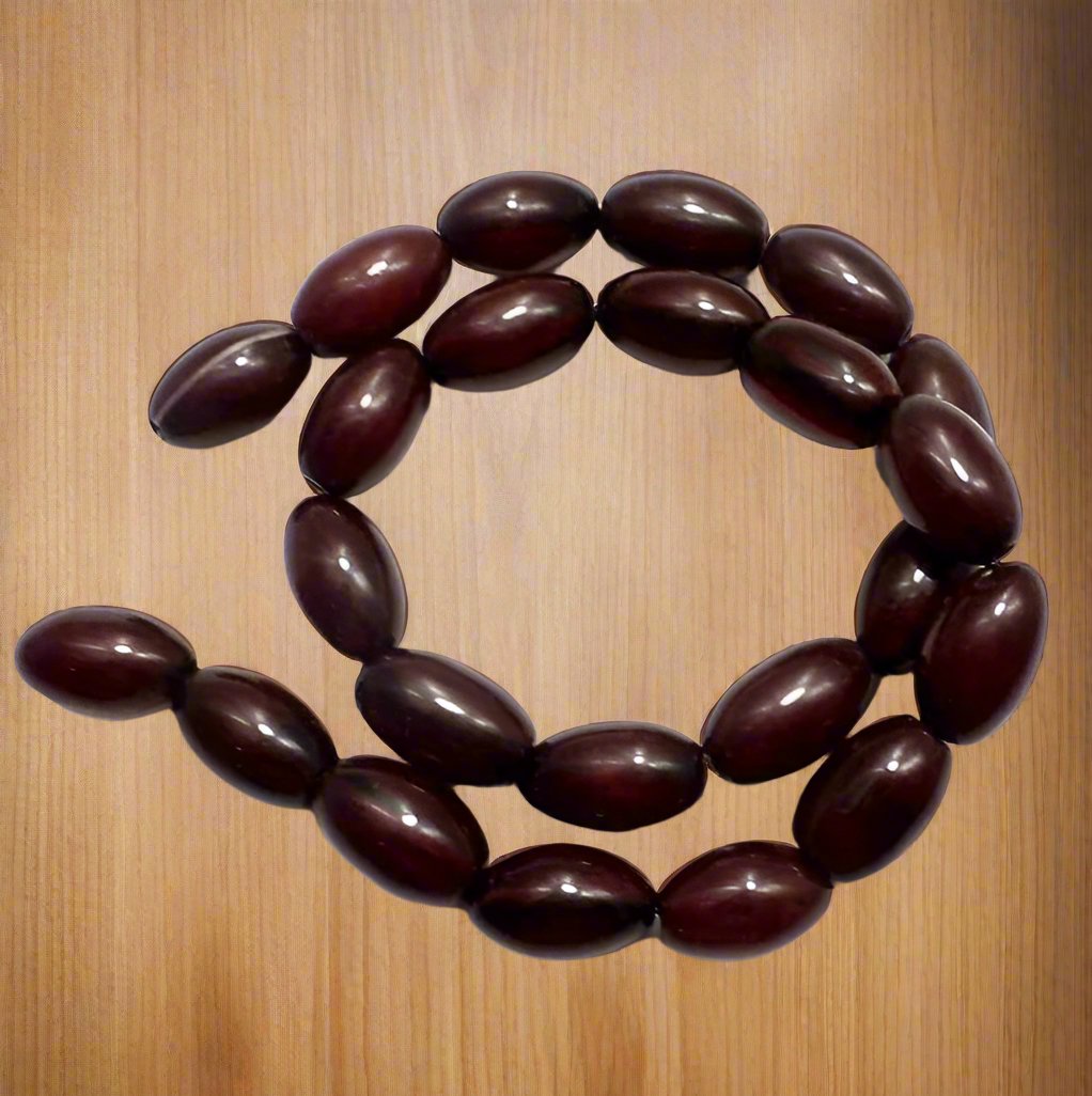 22 Acrylic Oval Beads Enamel finish 16x10 mm - Brown / Acrylic / Oval