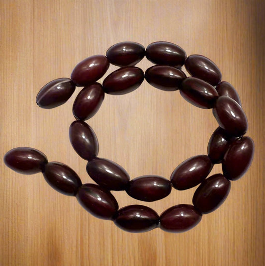 22 Acrylic Oval Beads Enamel finish 16x10 mm - Brown / Acrylic / Oval