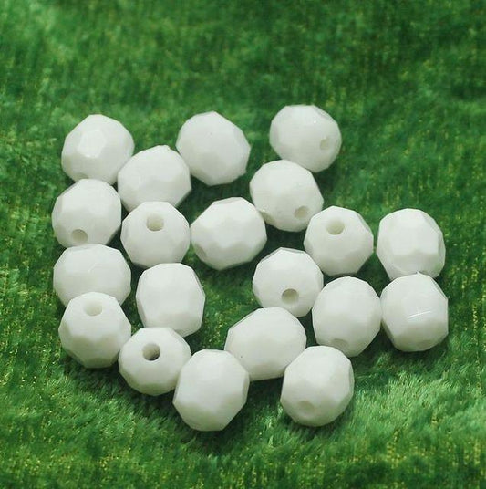 100 Gm Acrylic Assorted Beads White 10x8 mm - White / Acrylic / Assorted
