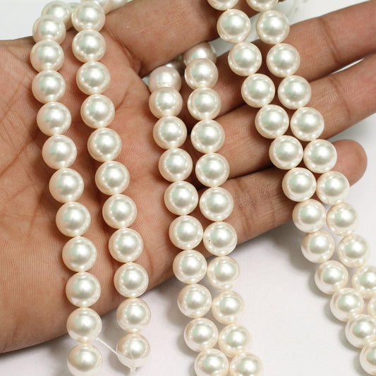 4 Pcs,White Swarovski Pearls Beads - White / 10mm / 4 Pcs