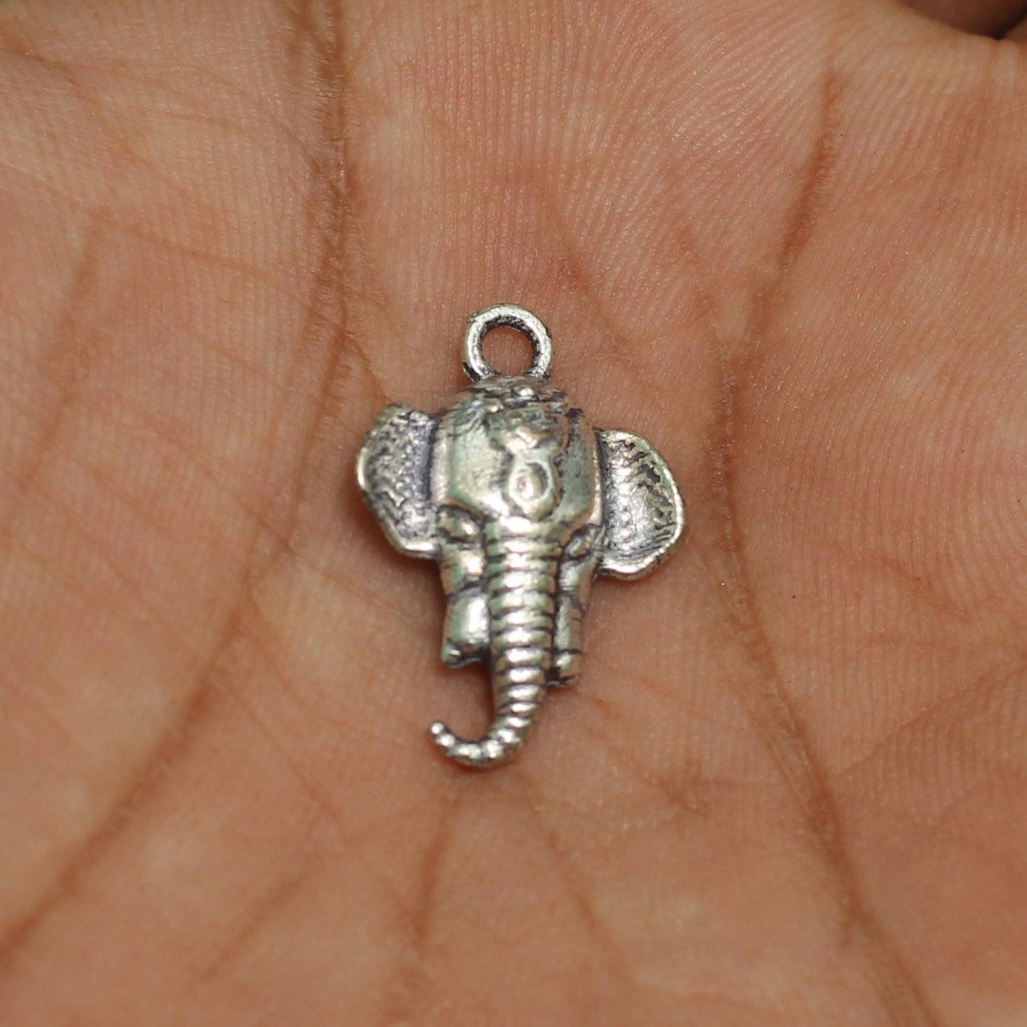 20mm German Silver Ganesha Charms - Silver / German Silver / 10 Pcs [ Rs 7.5 / Piece ]