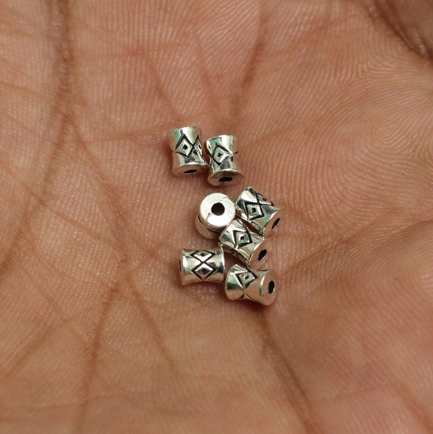 5x4mm German Silver Beads - 50 Pcs / Silver / German Silver
