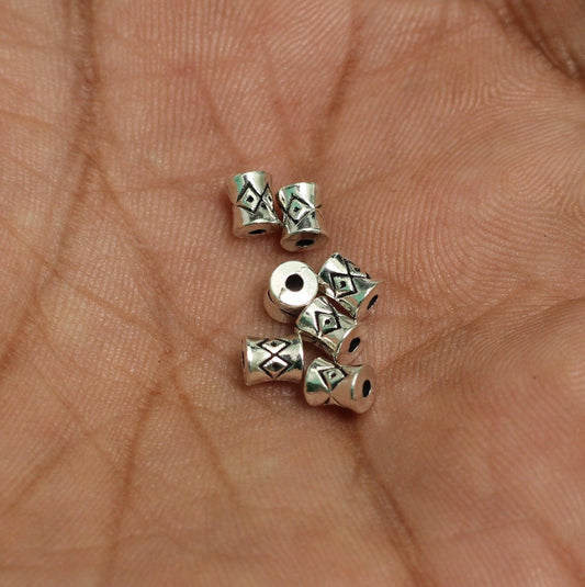 5x4mm German Silver Beads - 50 Pcs / Silver / German Silver