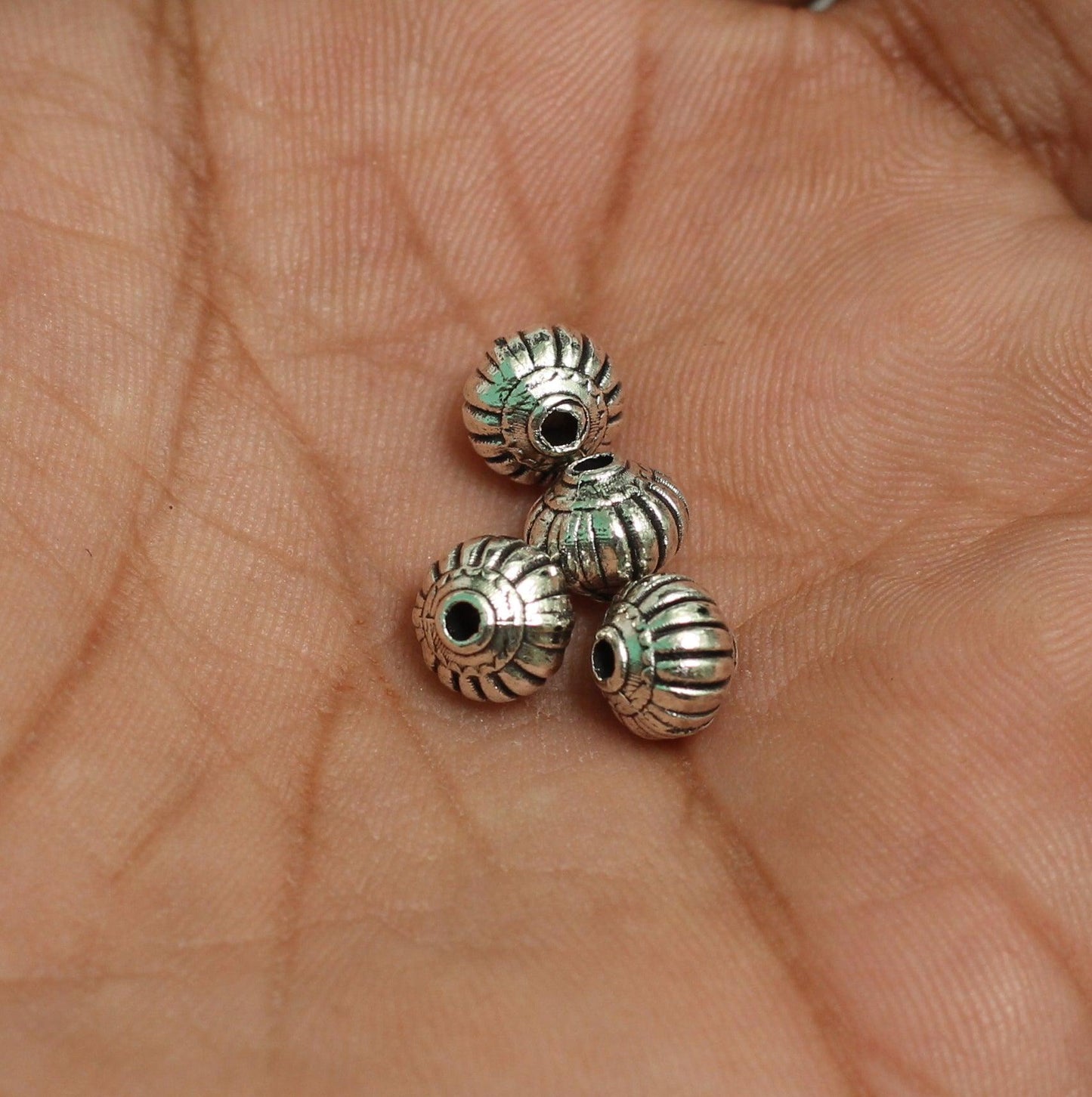 7mm German Silver Beads - 10 Pcs [ Rs 8.5 / Piece ] / Silver / German Silver