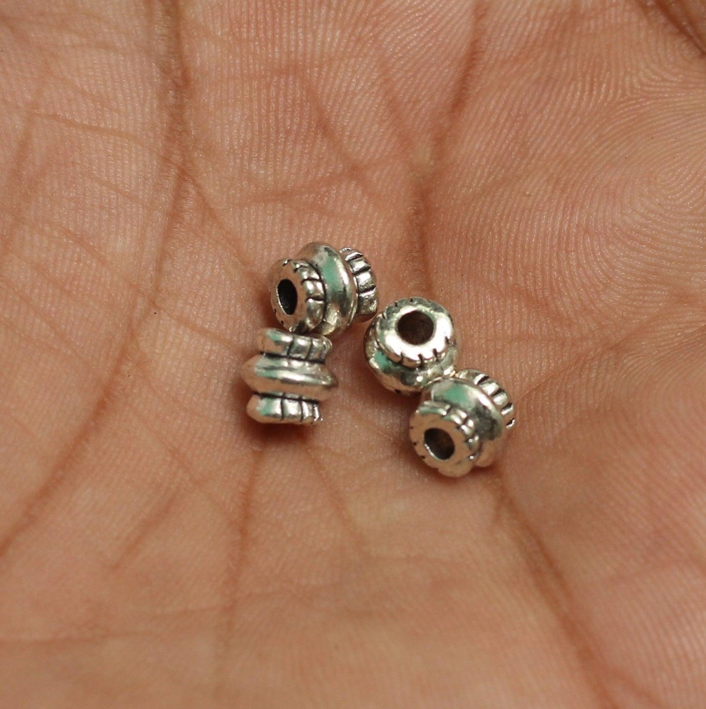 8mm German Silver Beads - 10 Pcs [ Rs 8.5 / Piece ] / Silver / 8mm