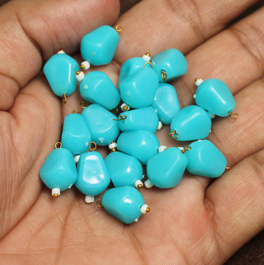 100 Pcs, 12x8mm  Tumble Acrylic Loreal Beads - Turquoise / Acrylic / Tumble