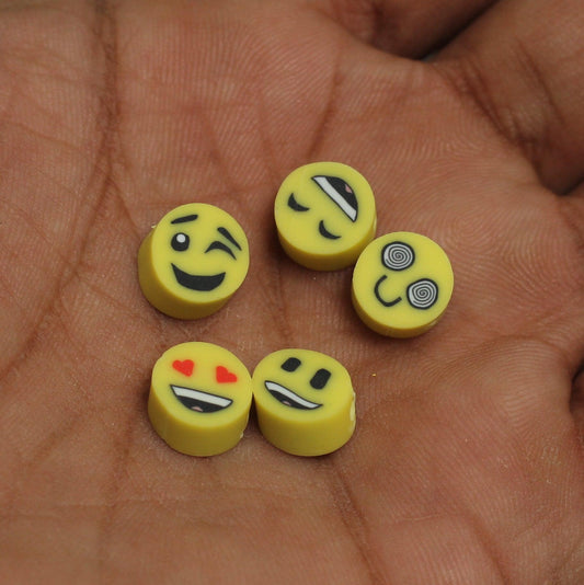 9mm Smiley Face Polymer Clay Fimo Beads - 20 Pcs [ Rs 5.25 / Piece ]