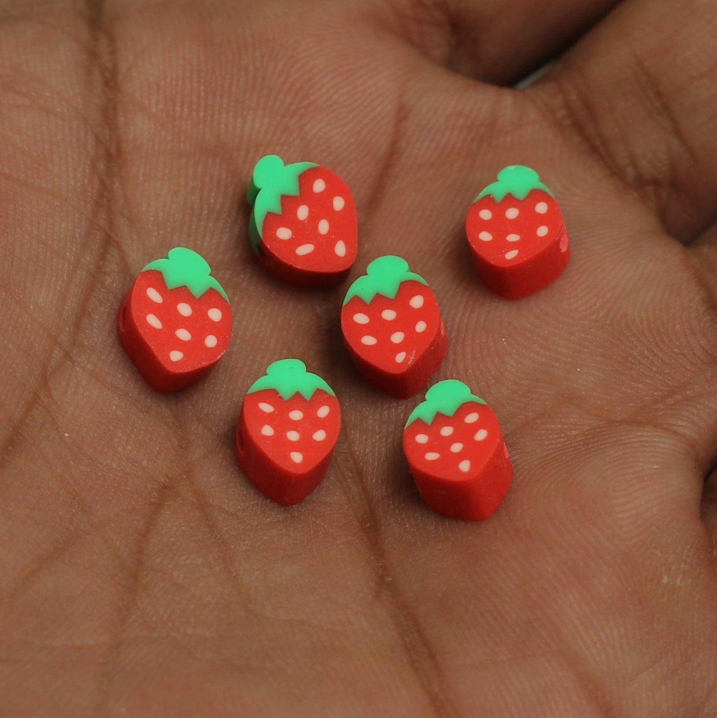 6x9mm Strawberry Polymer Clay Fimo Beads - 20 Pcs [ Rs 5.25 / Piece ]