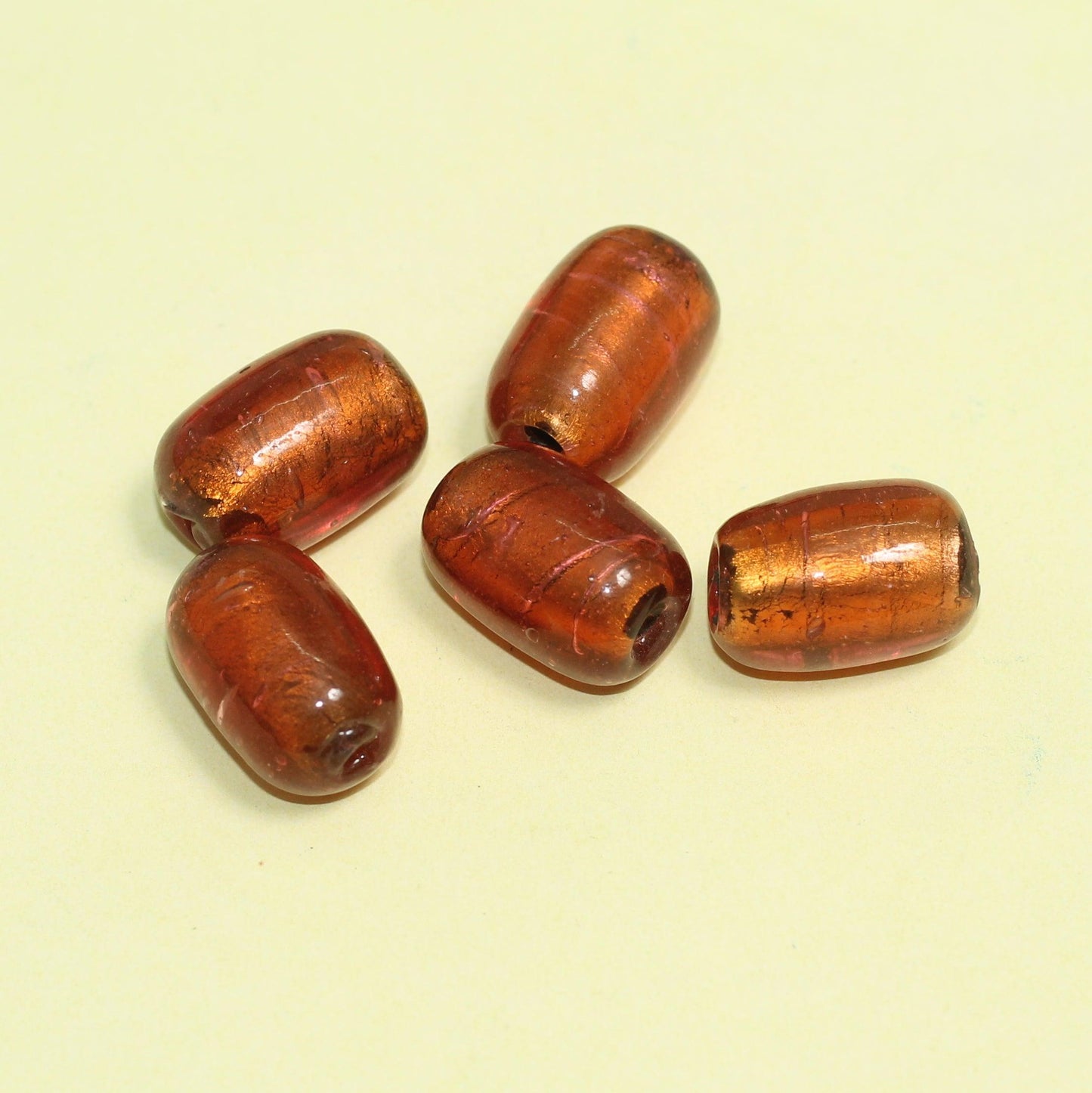 23x16mm Glass Silver Foil Oval Beads - 10 Pcs [ Rs 10 / Piece ] / Orange / Oval