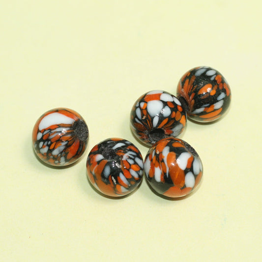 18mm Mosaic Round Beads - Orange / Round / 10 Pcs