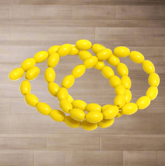 8x5mm Oval Yellow Plain Glass Beads - 2 Strings [ Rs 37.5 / String ] / Yellow / Oval