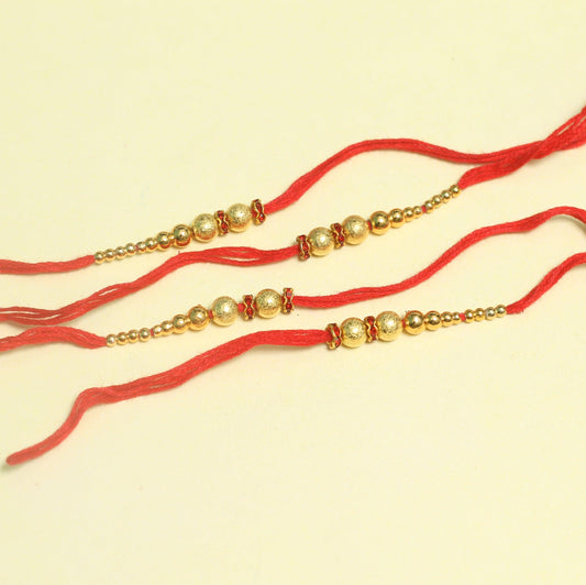 24 Pcs, Golden Beaded Rakhi Thread - 1 Packet
