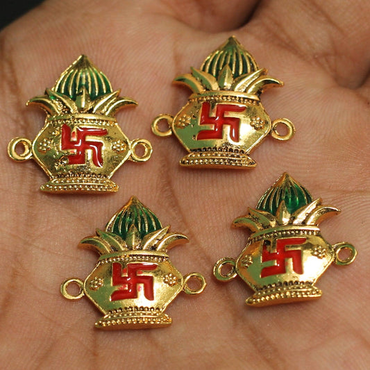 6 Pcs Kalash Rakhi Connectors - Golden / Metal