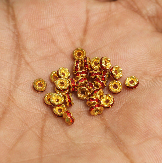 4mm Rhinestone Disc Spacer Beads - Red / 4mm / 200 Pcs