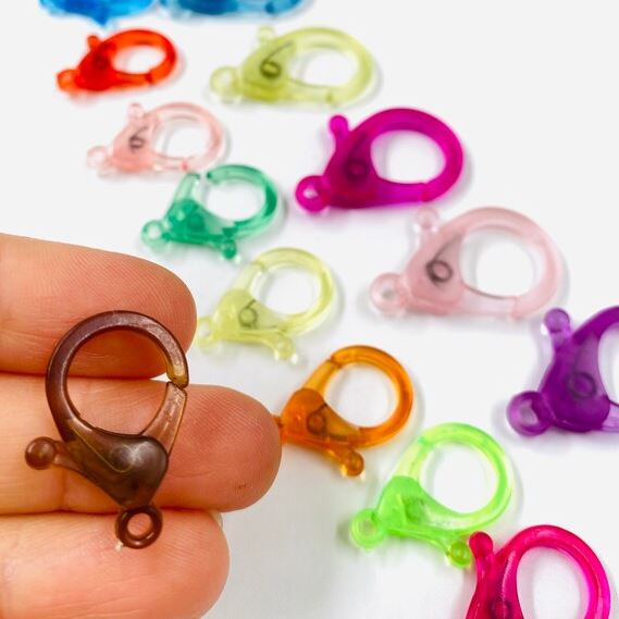 35mm Acrylic Lobster Claw Clasps, Mixed Color - MultiColor / Acrylic / 10 Pcs