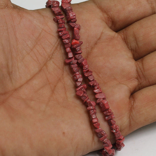 Assorted Stone Uncut Beads - Maroon / Stone / 2 String