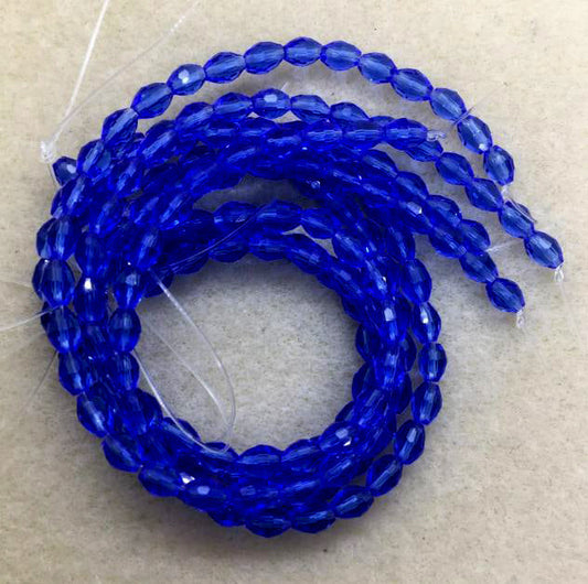 6x8mm Faceted Crystal Oval Beads - Oval / 1 String / Blue