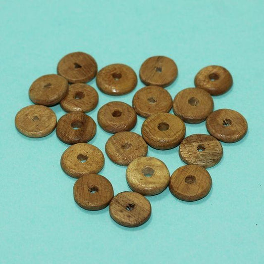 100 Pcs,4x15mm Disc Wooden Beads Natural - Brown / Wood / Disc