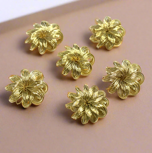 10 Pcs Wire Mesh Beads Golden 25x8mm - Golden / Iron