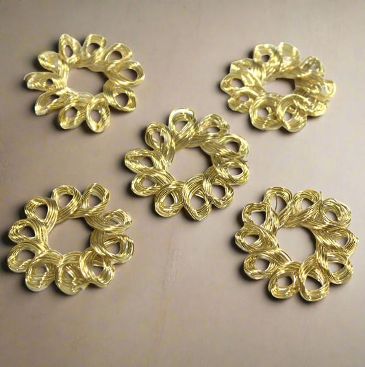 10 Pcs Wire Mesh Beads Golden 32mm - Golden / Iron