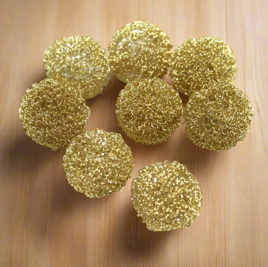 10 Pcs Wire Mesh Beads Golden 20mm - Golden / Iron