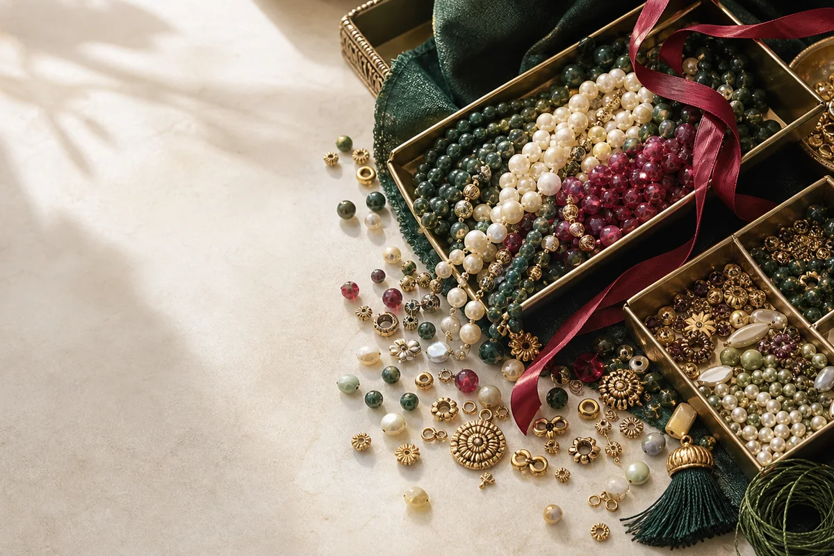 Assorted beads, charms and findings in the Kinari Beads sale