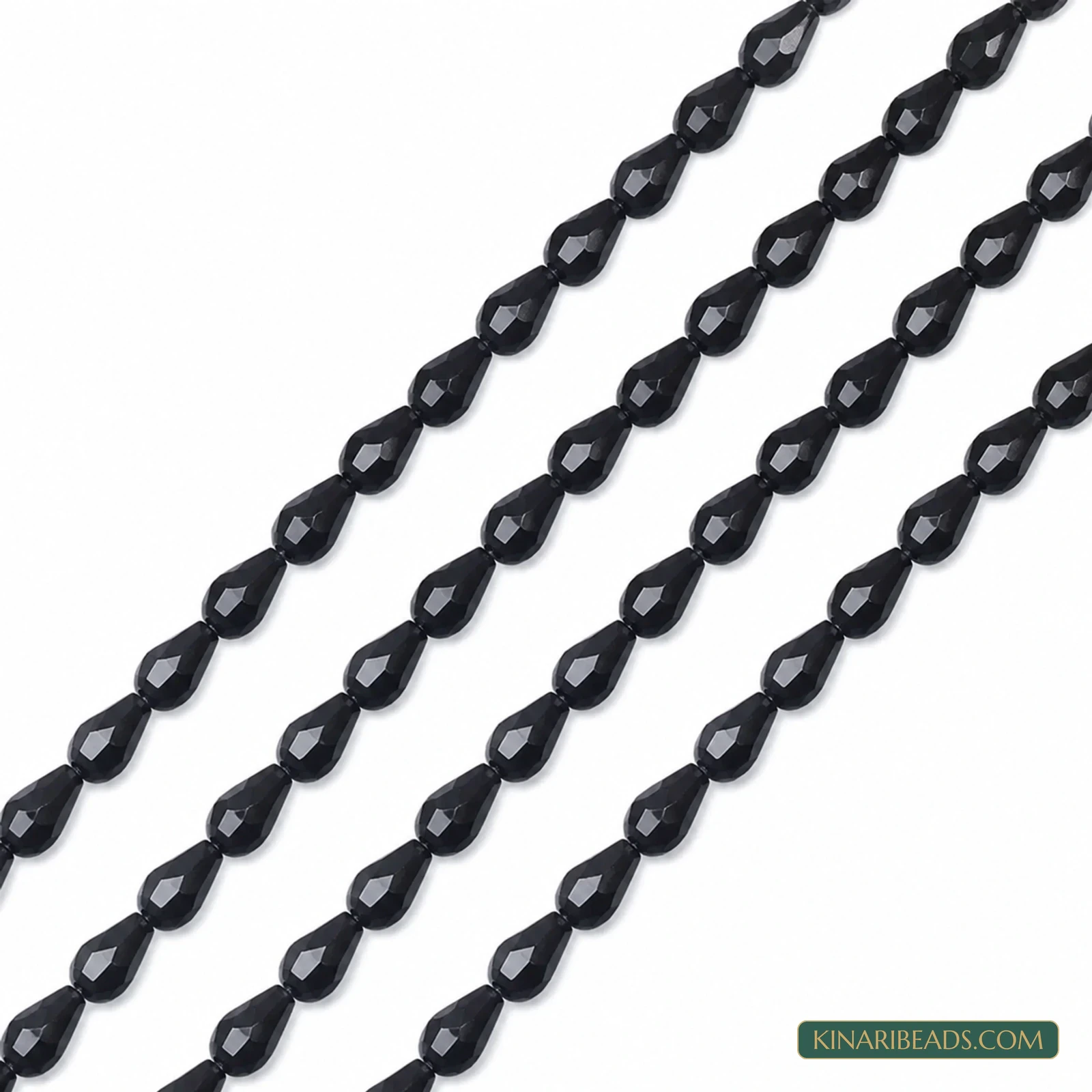 4x6mm Faceted Drop Transparent Glass Beads - 15 Inch String