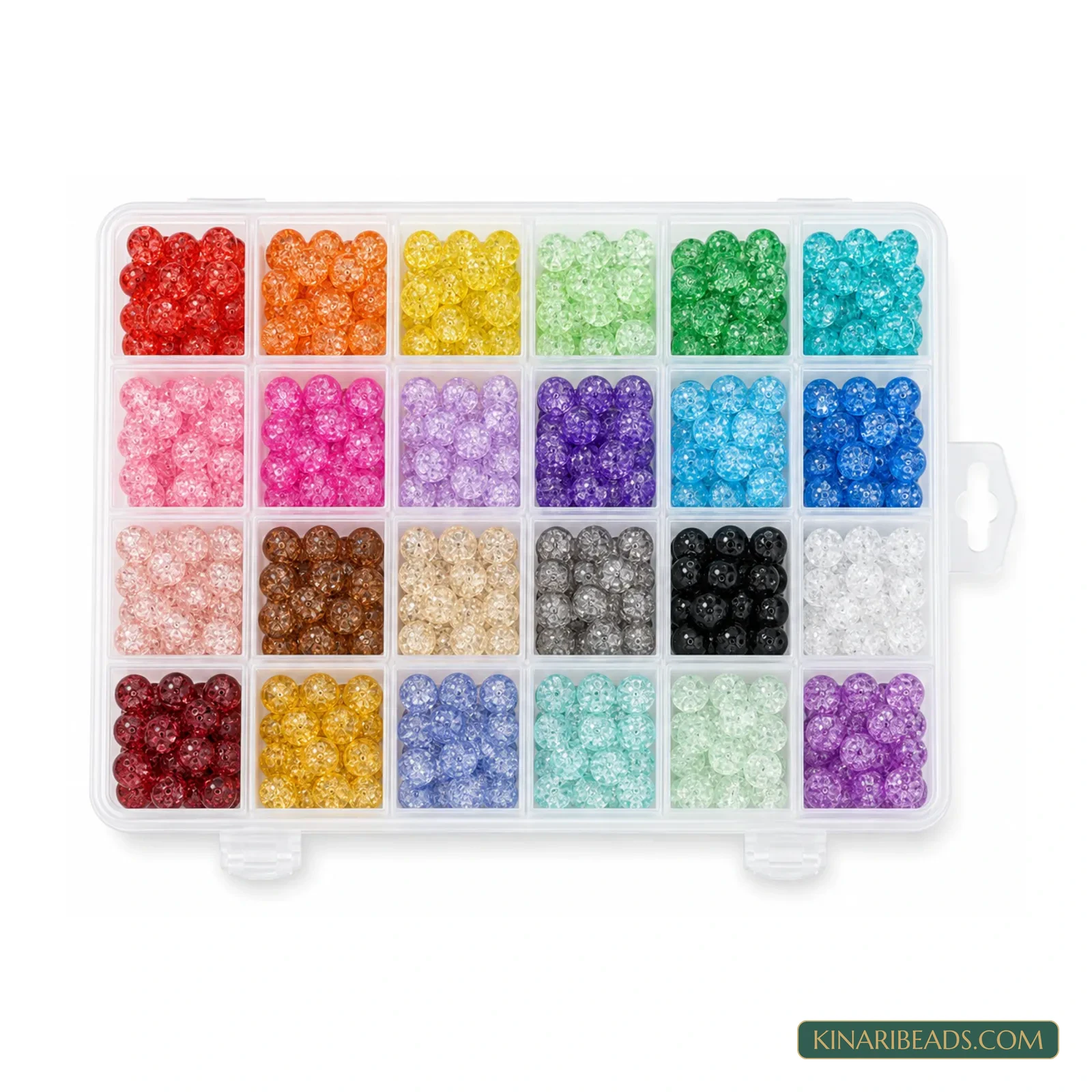 8mm Two-Tone Crackle Glass Beads Kit - 24 Colours, 600 Pcs
