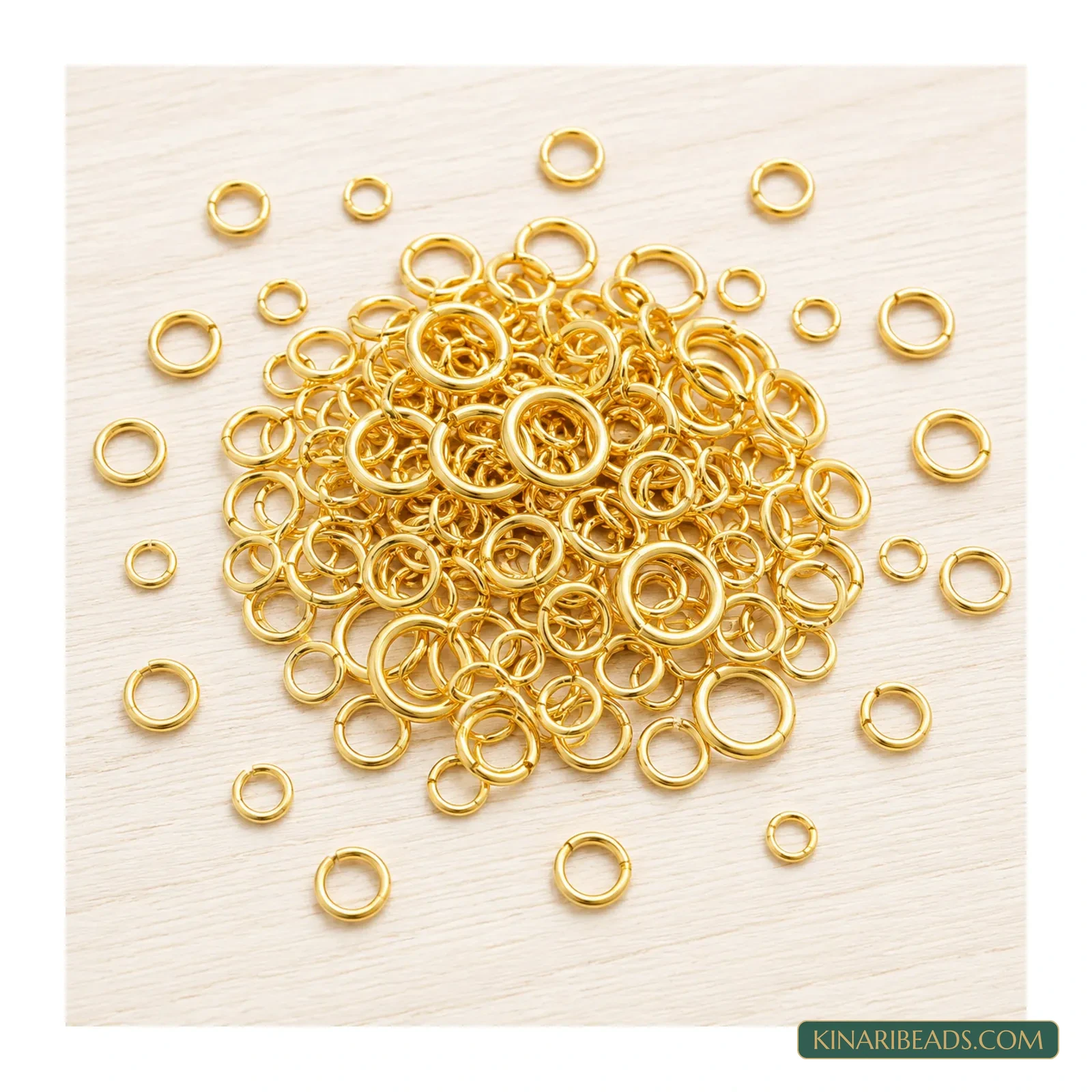 Gold Plated Brass Open Jump Rings 3mm to 10mm - 10g Pack