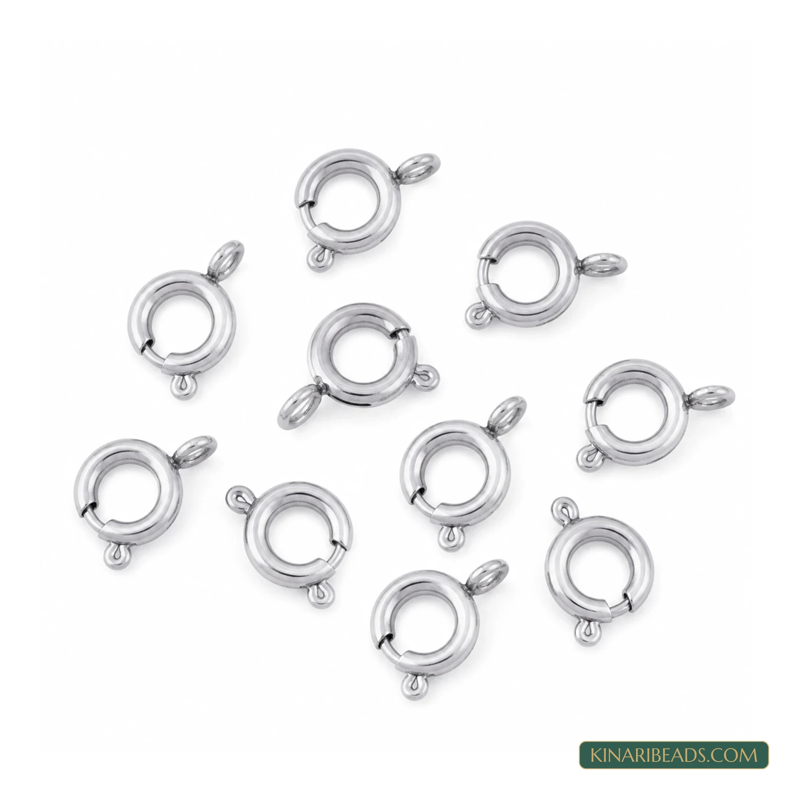 12mm Korean Brass Spring-Ring Jewellery Clasps – 10 Pcs