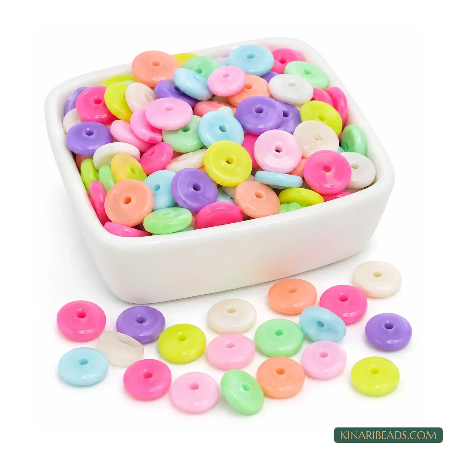 12mm Pastel Multicolour Flat Round Disc Acrylic Spacer Beads - 100g (Approx. 310 Pcs) product image