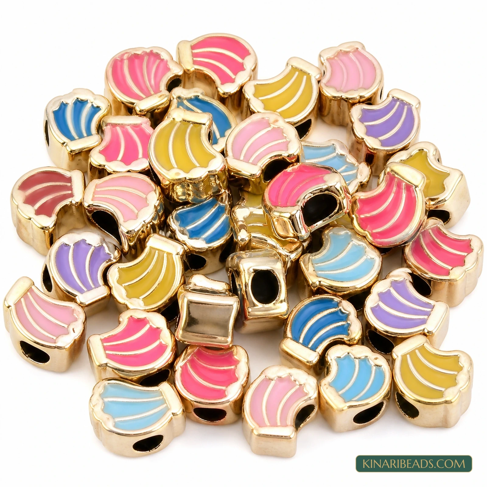 12x11x7mm Multicolour Enamel Banana Large-Hole Acrylic Beads - 20 Pcs