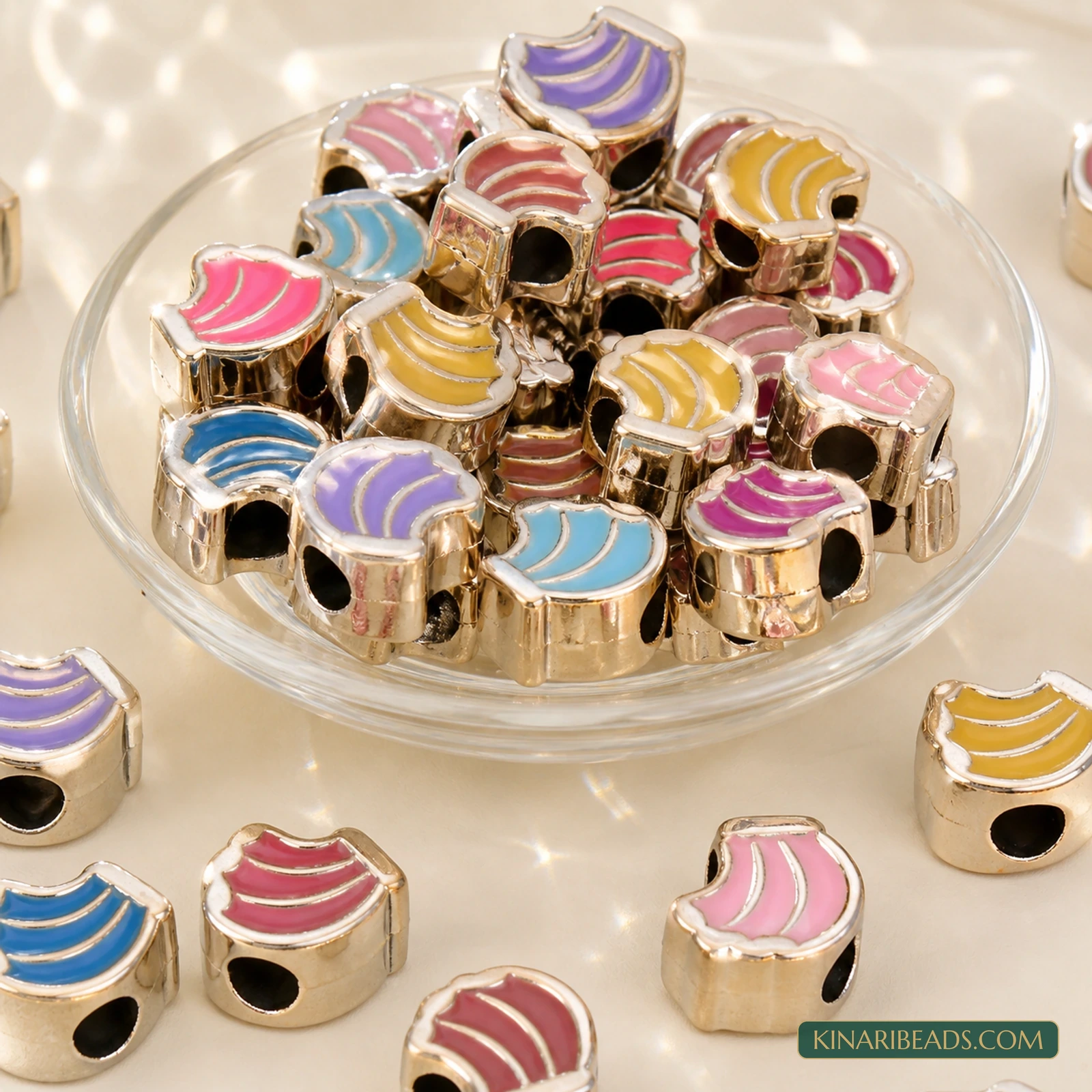 12x11x7mm Multicolour Enamel Banana Large-Hole Acrylic Beads - 20 Pcs product image
