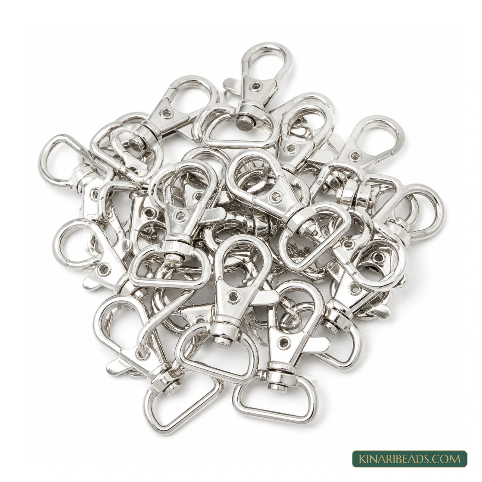 1.5 Inches Keychain Hooks Swivel Snap Hooks Silver-Tone – 10 Pcs / 100 Pcs – Design 123 product image