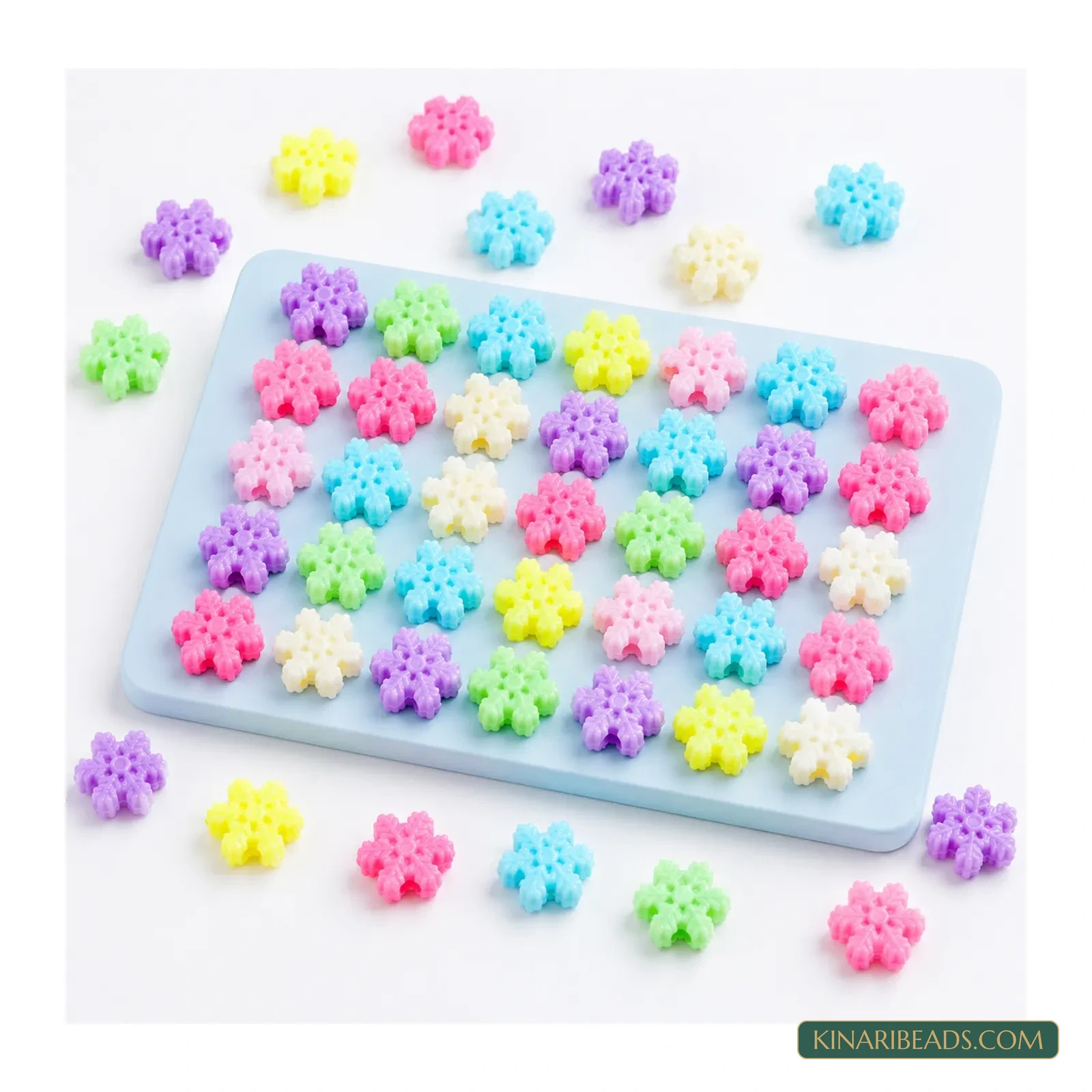 15mm Pastel Multicolour Snowflake Acrylic Beads - 100g (Approx. 180 Pcs) product image