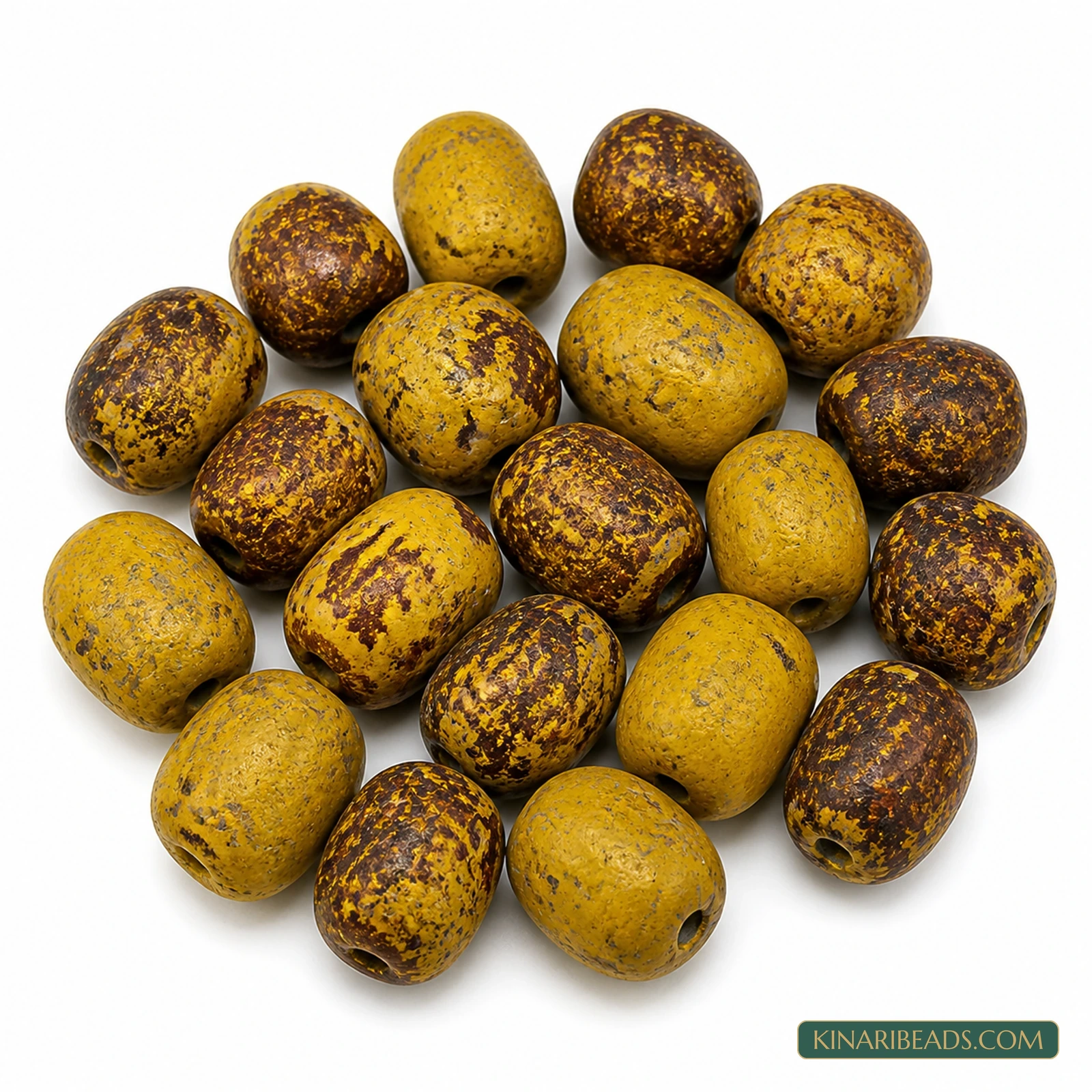 20 Pcs 13×9mm–16×13mm Vintage Mustard & Brown Synthetic Howlite Beads