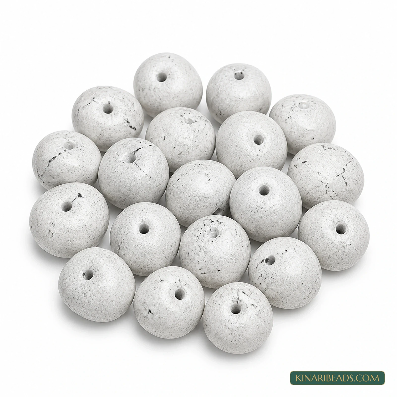 20 Pcs 14×16mm–18×16mm White Synthetic Howlite Beads