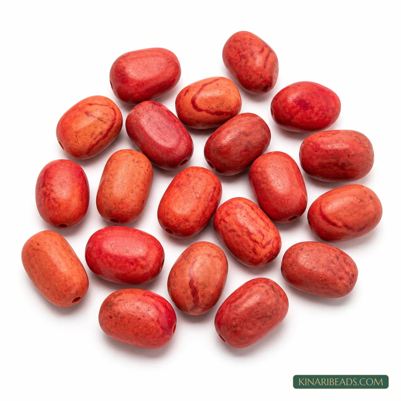 20 Pcs 16×11mm–19×12mm Red Synthetic Howlite Beads