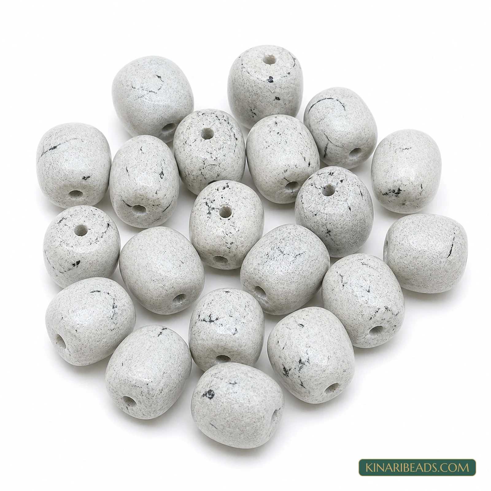 20 Pcs 16×14mm–19×17mm White Synthetic Howlite Beads