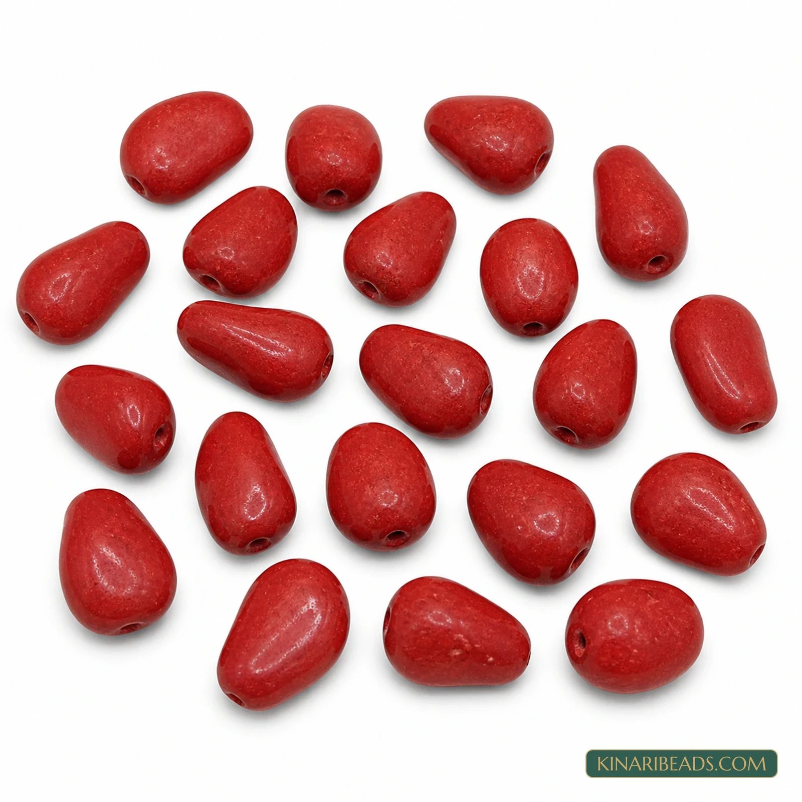 20 Pcs 26×17mm–22×15mm Red Synthetic Howlite Beads