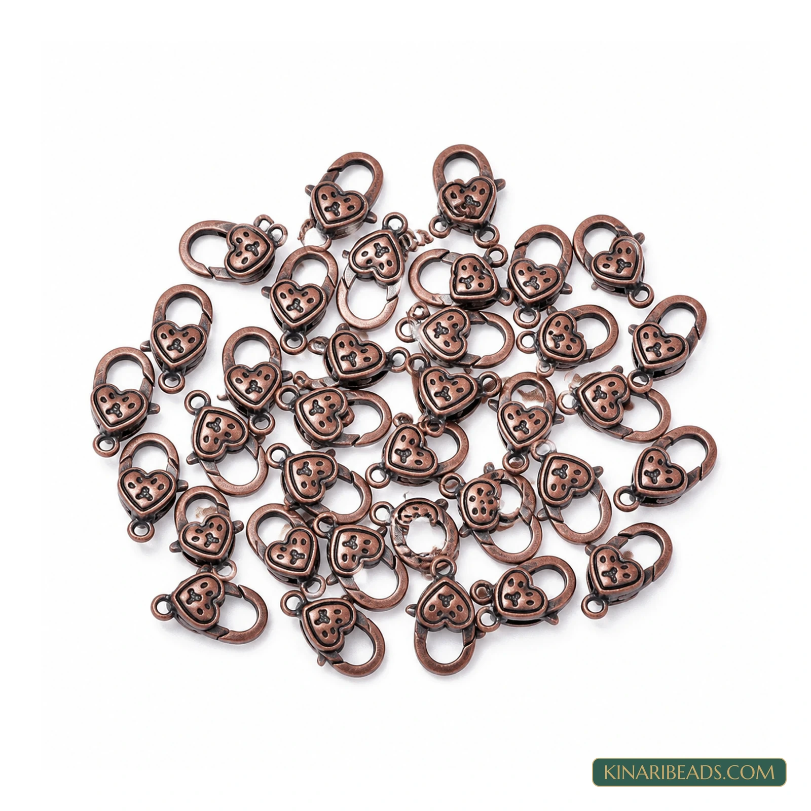 20x11mm Red Copper Metal Lobster Claw Clasps Heart – 5 Pcs / 50 Pcs product image