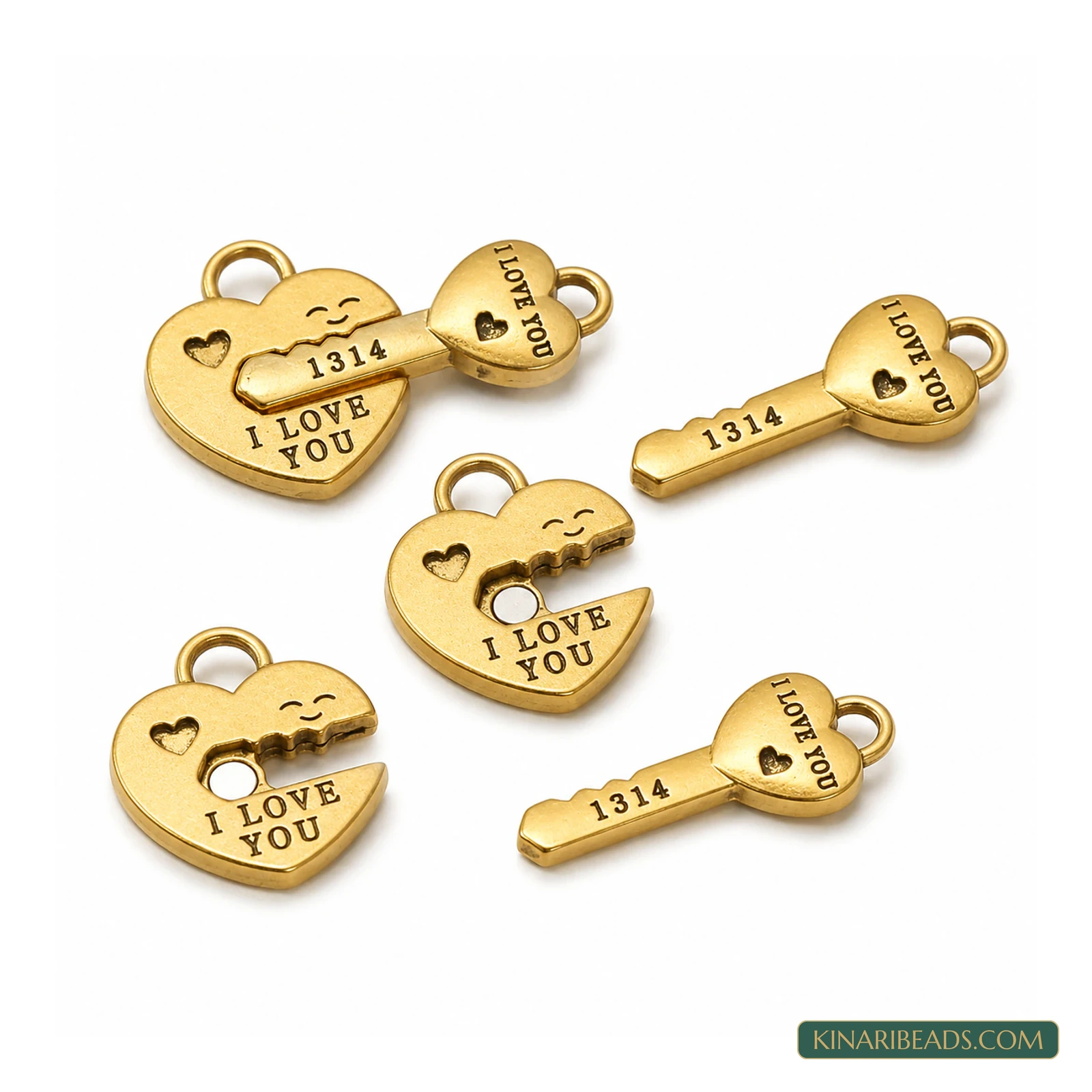 22x35mm Heart Lock & Key Couple Magnetic Jewellery Clasp Connectors – 5 Pcs