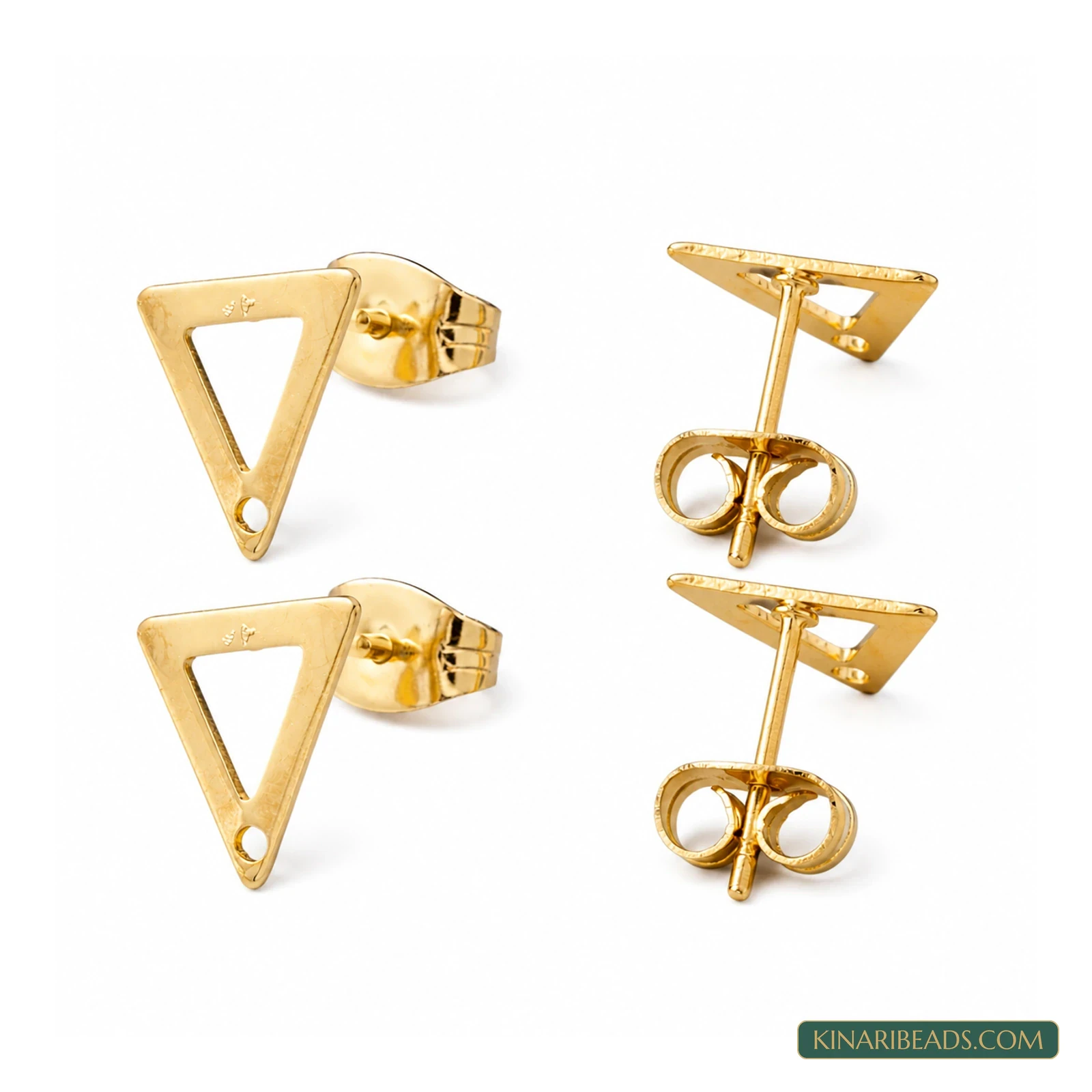 24K Gold-Plated Oval Stud Findings – 10x9mm, 2 Pairs