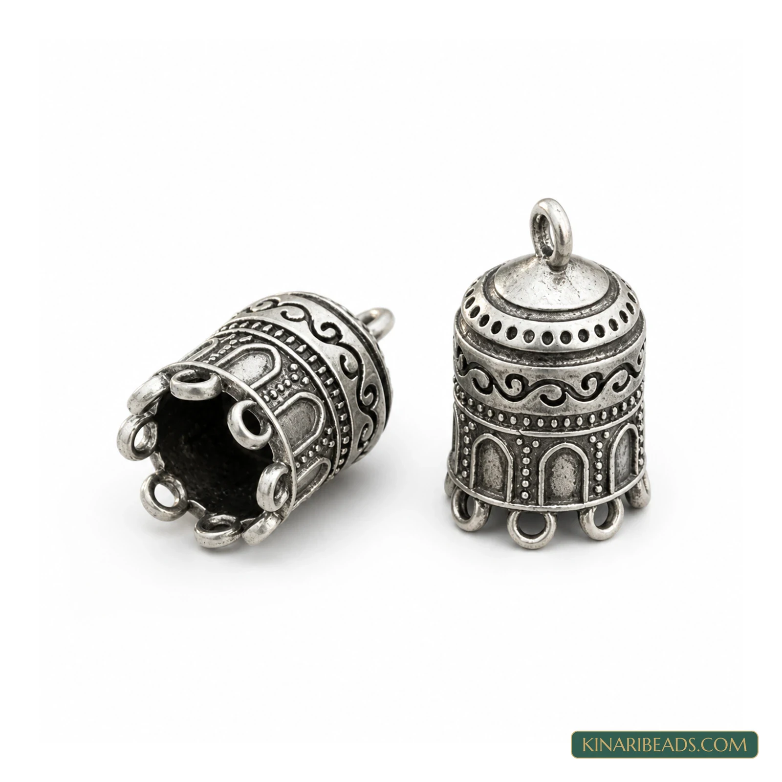 24x15mm German Silver Jhumki Components – 4 Pack, Kinari Style EF82